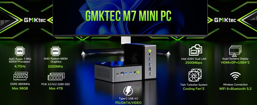 GMKtec Oculink Gaming PC K11 K8 Plus M7 AMD Ryzen 9 8945HS 8845HS 6850H 2*USB4 2*DDR5 2*2.5G LAN Windows 11 Mini desktops WiFi6