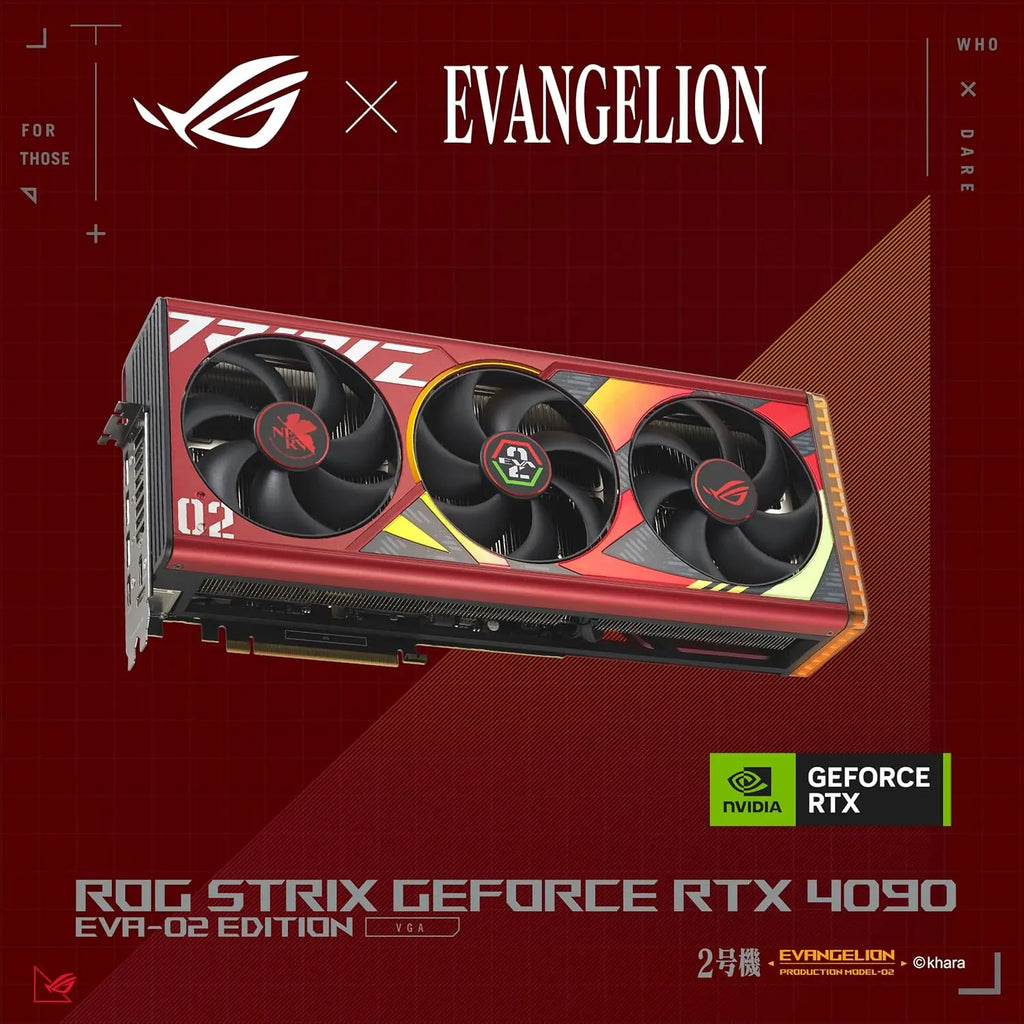 ASUS ROG Strix RTX 4090 OC EVA-02 Edition Gaming GPU 24GB GDDR6X PCIe 4.0 HDMI 2.1a DisplayPort 1.4a 3.5-Slot Design
