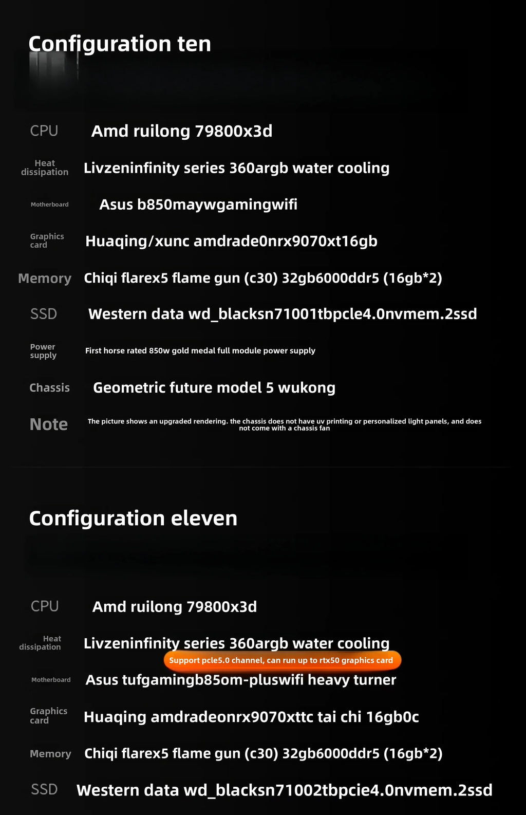 AMD processor, computer host 9800X3D/RX9070GRE/RX9070XT/RTX5070/5080 complete machine, e-sports desktop computer kit