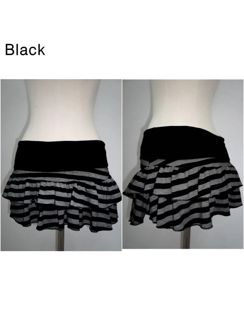 Women's 2026 Striped Color Block A Line Mini Skirt Sexy Y2K Korean Japanese Street Style Niche Versatile Fashion Skirt