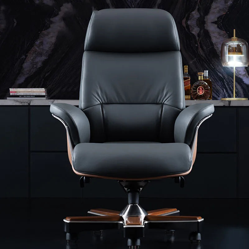 Italian Light Luxury Chiar Leather Boss Office Cowhide Comfortable President Chair Swivel Computer Silla Oficina Furniture