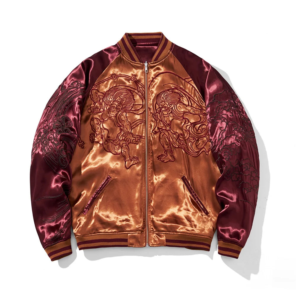 Mens Baseball Jackets Hip Hop Japanese Anime Demon Embrodiery Bomber Coats Streetwear Harajuku Motorcycle Jacket Clothing