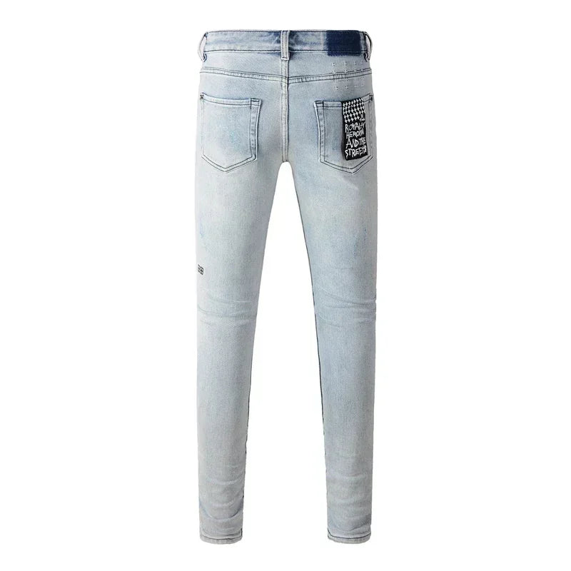 2025 KSUBI Men Personality Multi-style Low Rise Elastic Skinny Denim Pants American Style Ripped Trousers Jeans