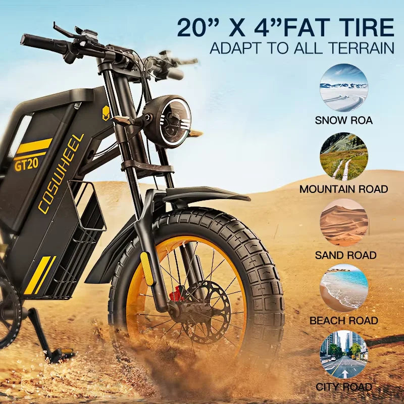 COSWHEEL GT20 MAX Electric Dirt Bike Teens Adults, 2000W 60V E-Bike with Dual Suspension, Hydraulic Brakes, Off-Road Tires