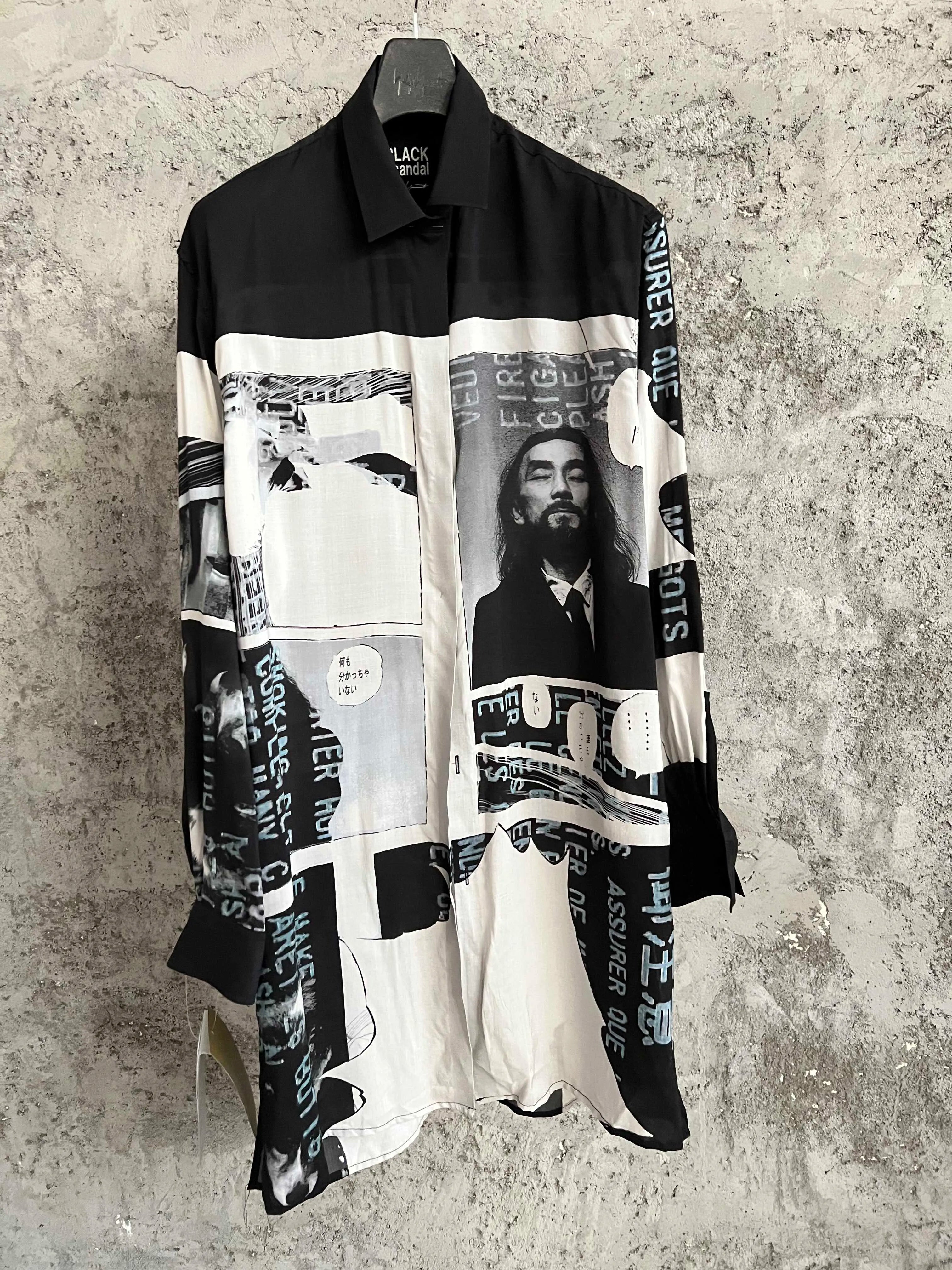 Pure cotton hand-painted cartoon printed long shirt for men on the streets of Hawaii