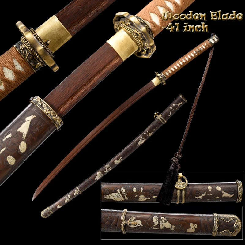 Wooden Sword, Japanese Officer's Sword, Saber Katana, Metal Saya Couple Pattern, Collection, Samurai Sword,Can Custom