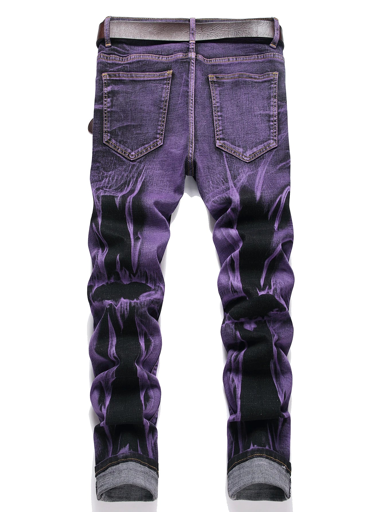 Stretch Slim Fit Jeans - Men's Mid Waist Distressed And Ripped Denim Jeans With Tassels For All Seasons Street Wear