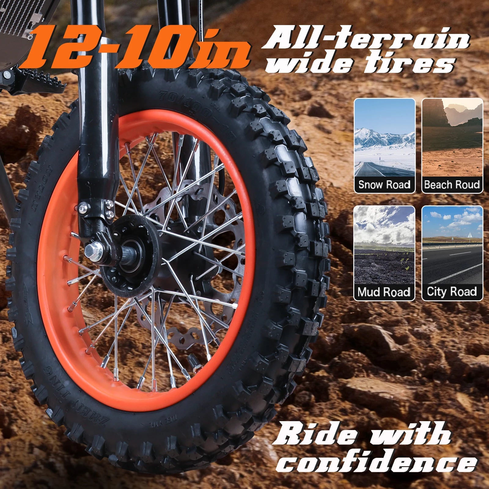 FREEBOY Y66 E-bike 3000W Motor 48V30AH Battery Electric Bike Max Speed: 55KM/H 12/10-In All-terrain Fat Tires Electric Bicycle
