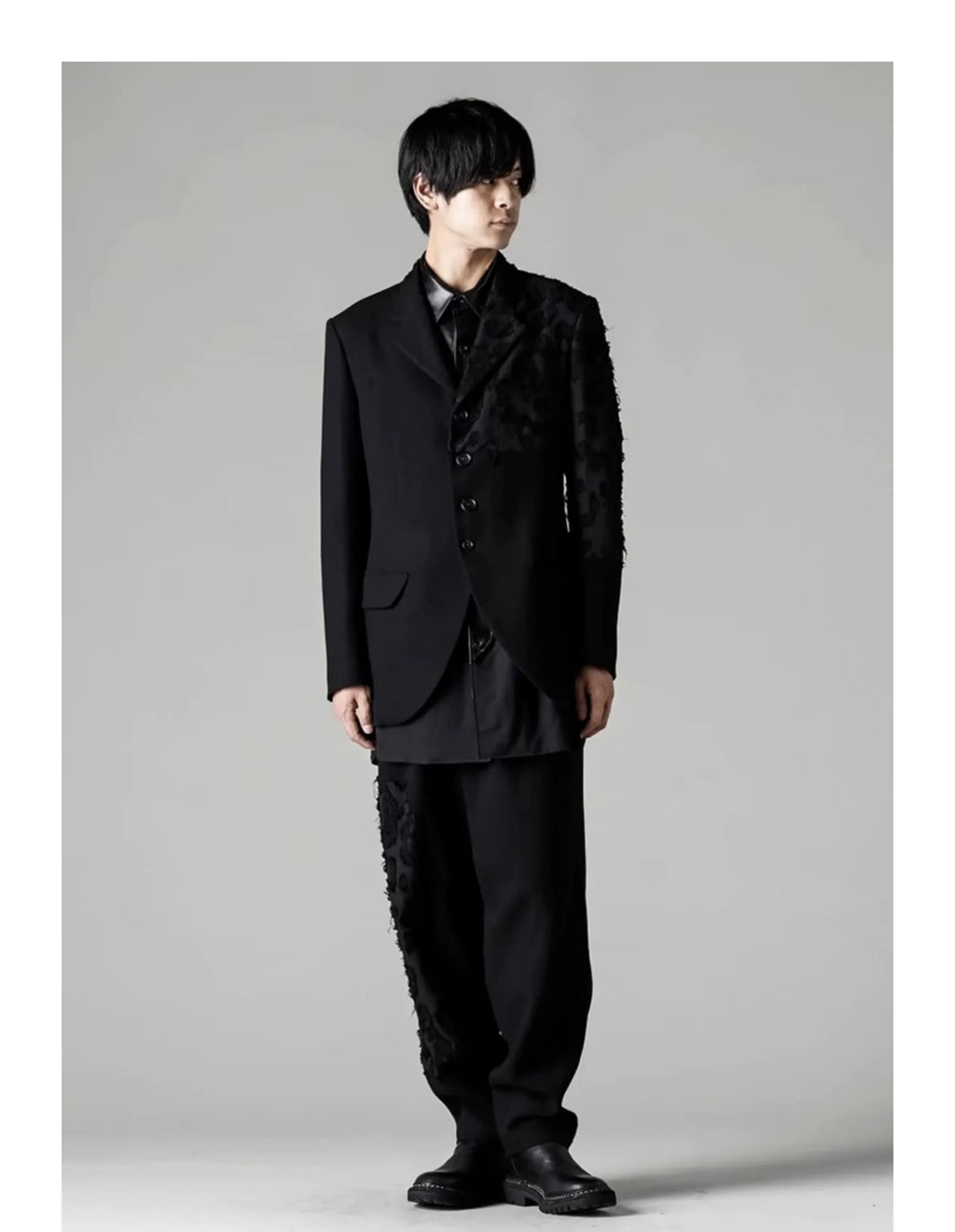 YOJI OOAK Design sense men's patchwork single breasted suit jacket special processing leopard print style 4 button top
