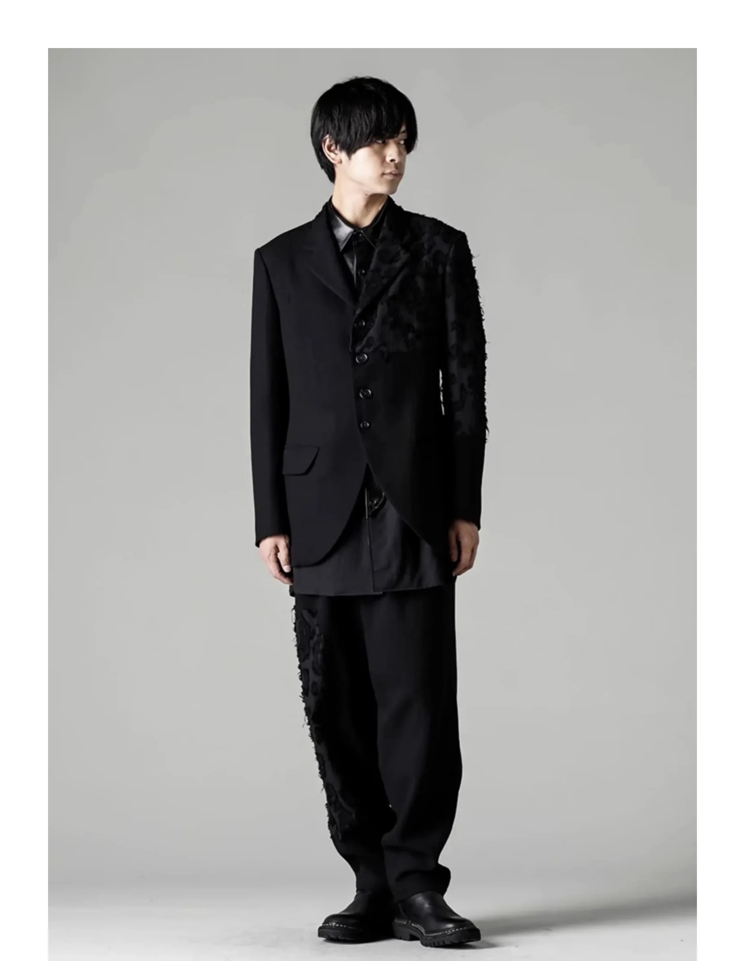 YOJI OOAK Design sense men's patchwork single breasted suit jacket special processing leopard print style 4 button top