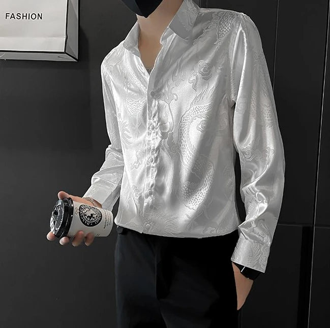 Shirts For Men Business Black Man Shirt Funny Plain Anime Graphic High Quality Luxury Summer Fashion 2025 Trend Slim Fit Silk