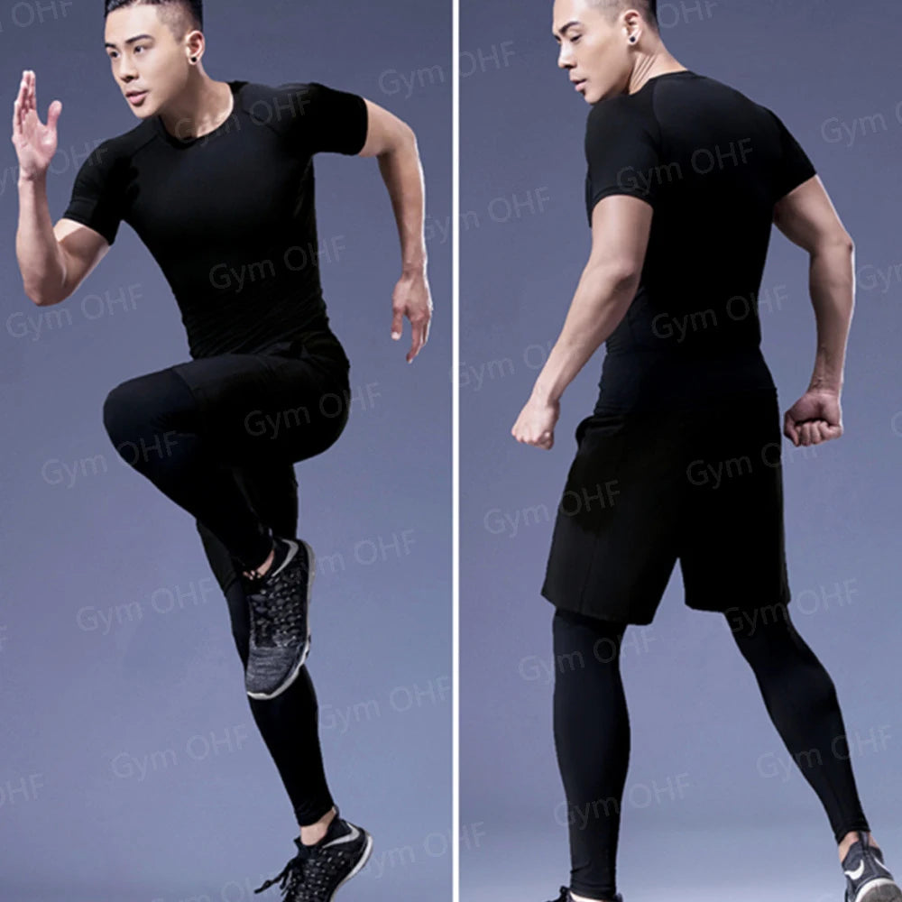 Anime Baki Sport Suits Runing Compression Shirt Shorts Sets Gym Fitness Jogging Training Rashguard Sportwear 2 in 1 Mens