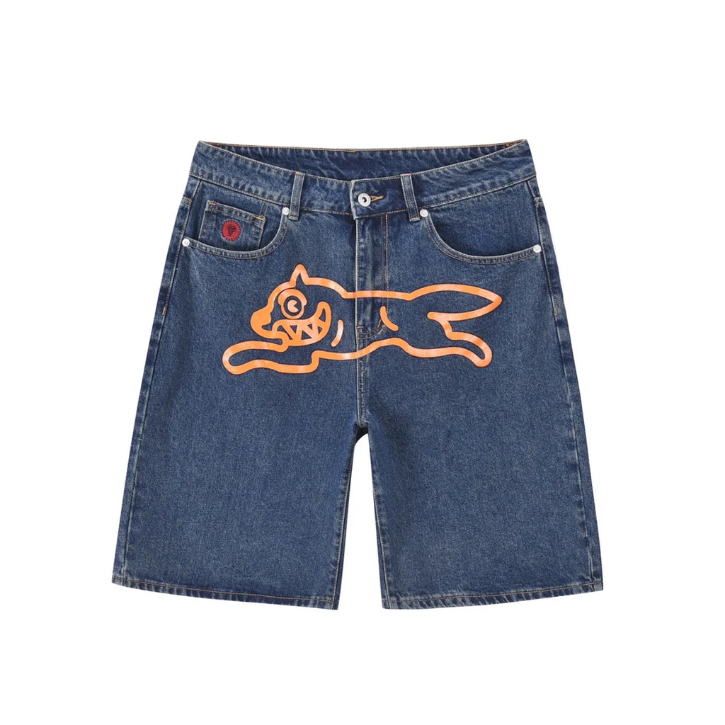 Top Quality Classic Printed Mens Casual Jeans Shorts Zipper Loose Fit Capri Men Denim Shorts Pants