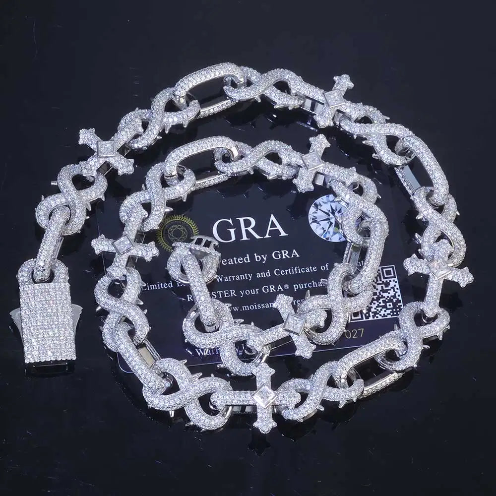 Wholesale Fine Jewelry Cross Moissanite Necklace 925 Sterling Silver Vvs Diamond Iced Out Moissanite Chain Men