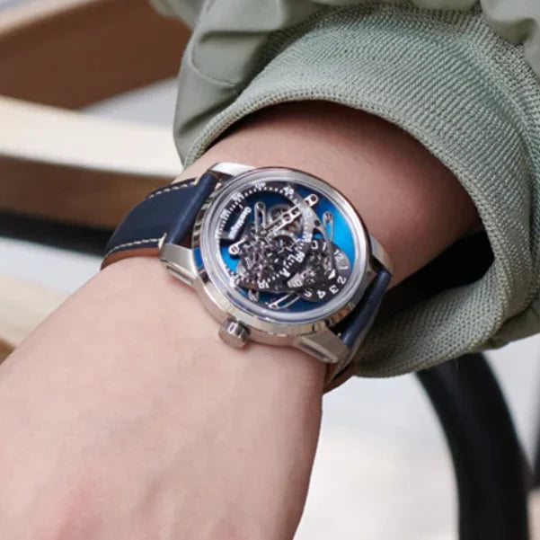 OBLVLO Men Automatic Watch 42MM Mechanical Wristwatch Luminous 50m Waterproof Sapphire Unique Concept Gear Dial SW200