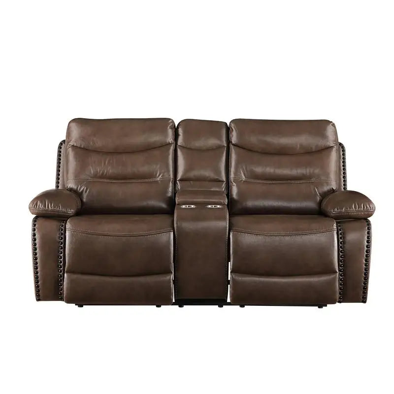 Brown Leather GEL Match Recliner Loveseat - Cozy 2-Seater Sofa for Living Room, Stylish and Comfortable Seating Solution