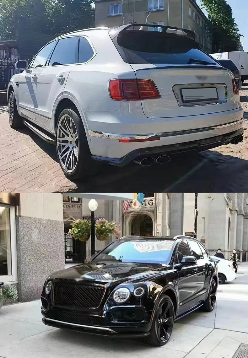 2016-2018 Carbon Fiber forBentley Bentayga V8 Upgrade W12 Style Body Kit Front Lip Rear Lip Spoiler Side Exhaust Pipe Kit