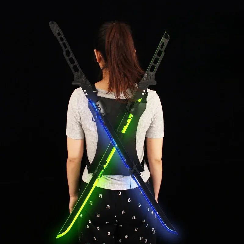 80/108cm Cyberpunk Katana Acrylic Luminous Sword Knife Anime Cosplay Prop Real Size Japanese Katana Samurai Sword Sabre Kid Toy