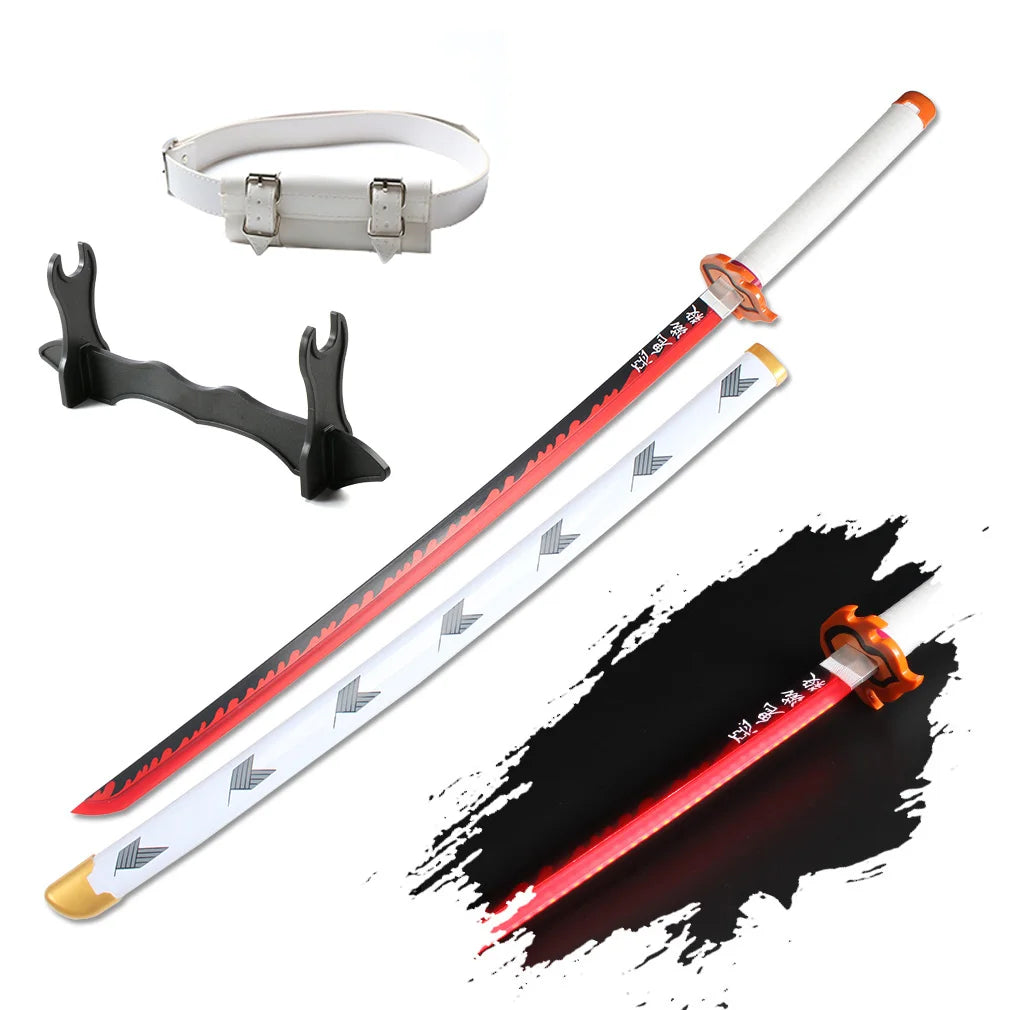 41″ LED Light Up  Sword Katana Japanese Anime Cosplay Samurai Swords Tanjiro Nichirin Sword withholder And Belt