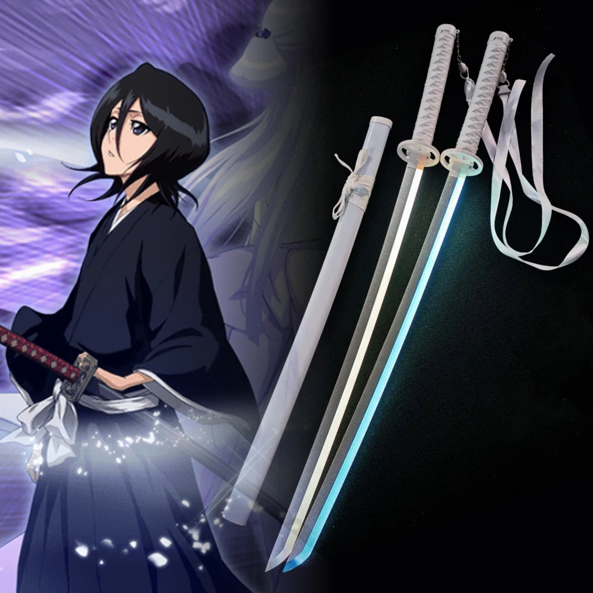 Luminous Bleach Katana Led Light Rukia Sword Anime Ichigo Cosplay Prop Ninja Knife Real Japanese Katana Bright Samurai Sabre Toy
