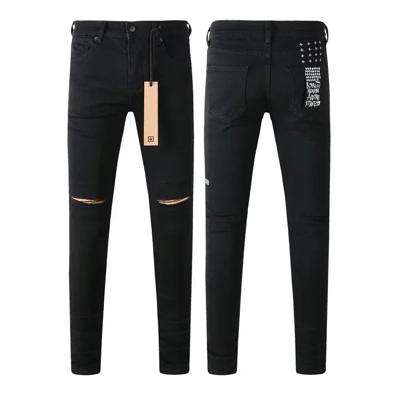 2025 KSUBI Men Personality Multi-style Low Rise Elastic Skinny Denim Pants American Style Ripped Trousers Jeans
