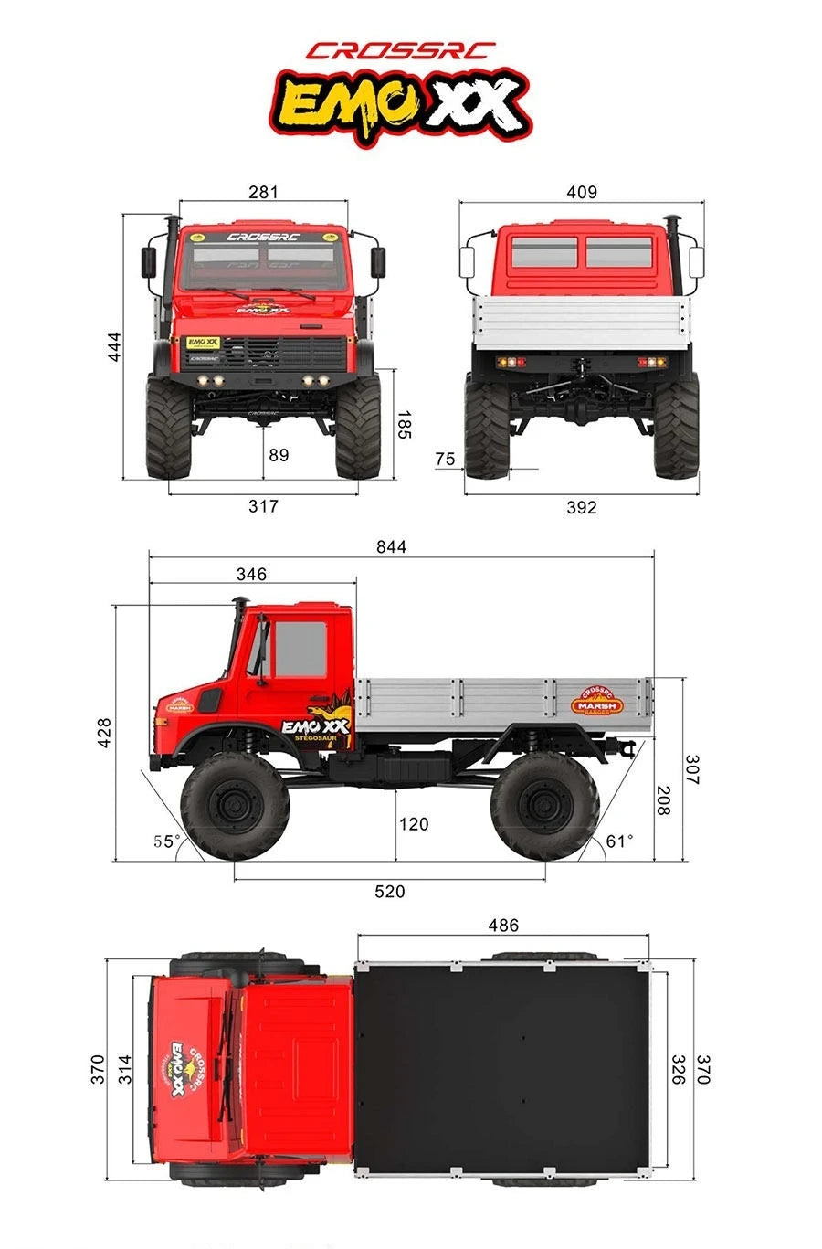 In Stock Emo Xx 1/6 Rc Electric Remote Control Climbing Truck Rock Breaker Off Road Vehicle With Led Strobe Lights For Hobbyists