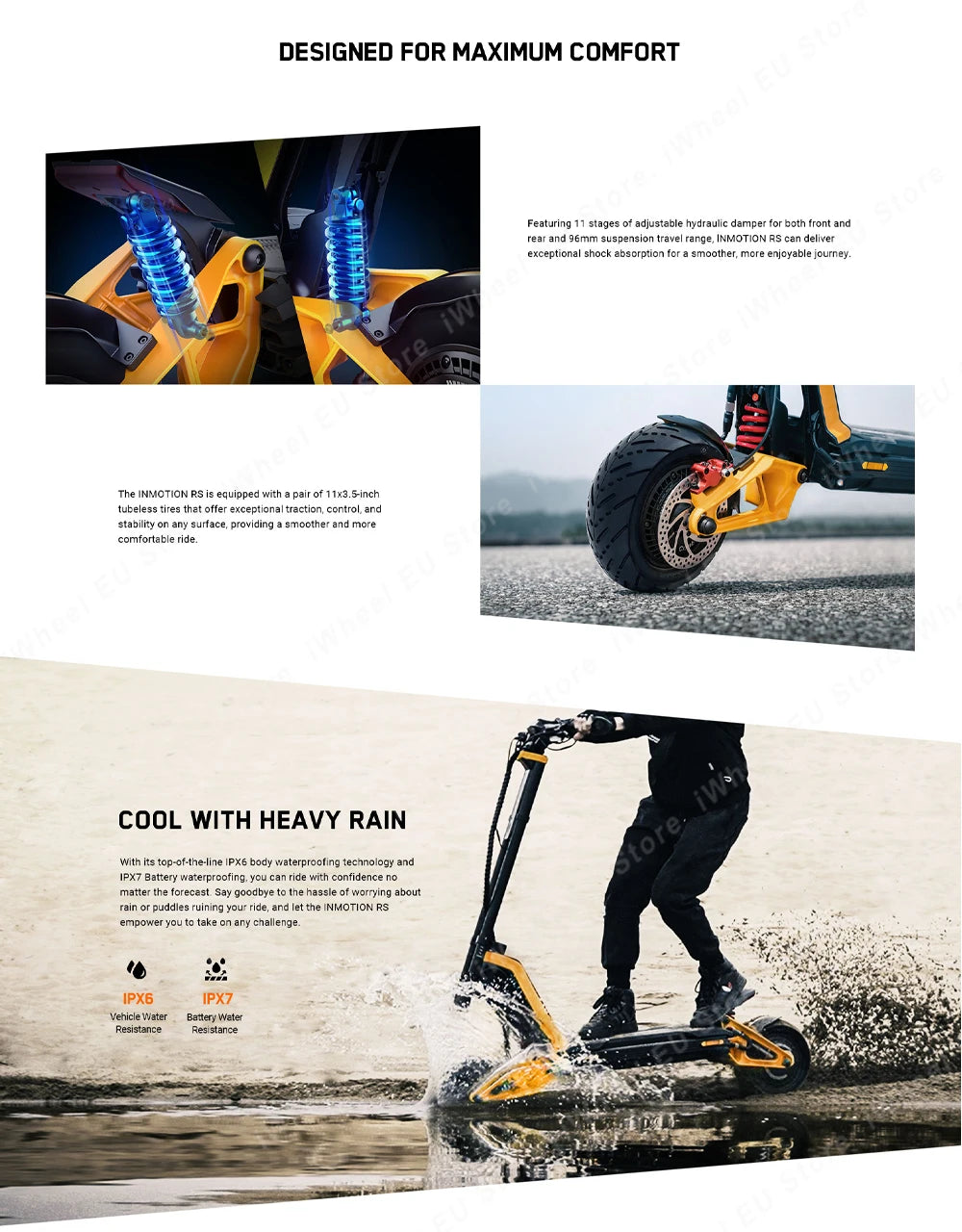 Original Inmotion RS 72V 40Ah 2*2000W Dual Motor Peak Power 2*4200W Top speed 100km/h 11inch Tire for Inmotion RS Scooter
