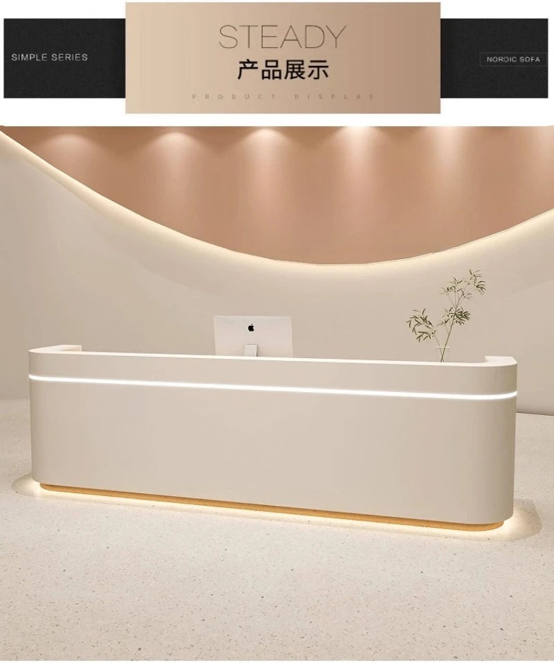 Nordic Cream Style Reception Desk Simple Company Beauty Salon Cashier Counter Training Institution Hospital Office Furniture FYR