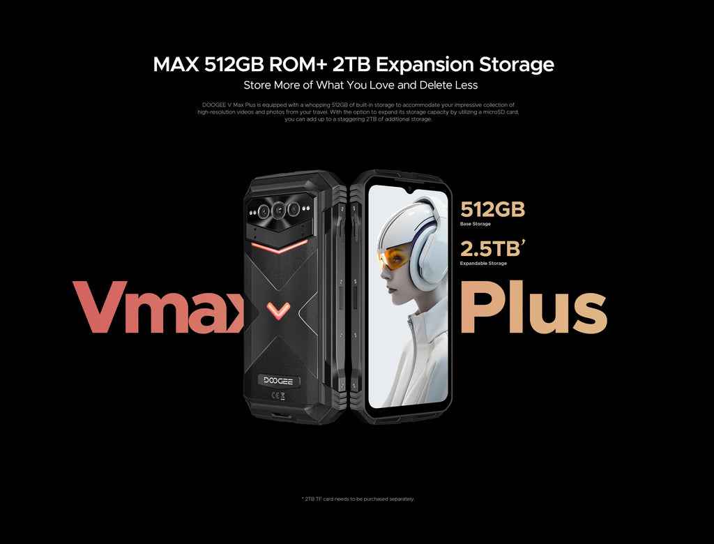 DOOGEE V Max Plus Rugged Phone 6.58" Display Dimensity 7050 Telephone Portable 36GB+512GB 22000mAh 200MP Smartphone Android 14
