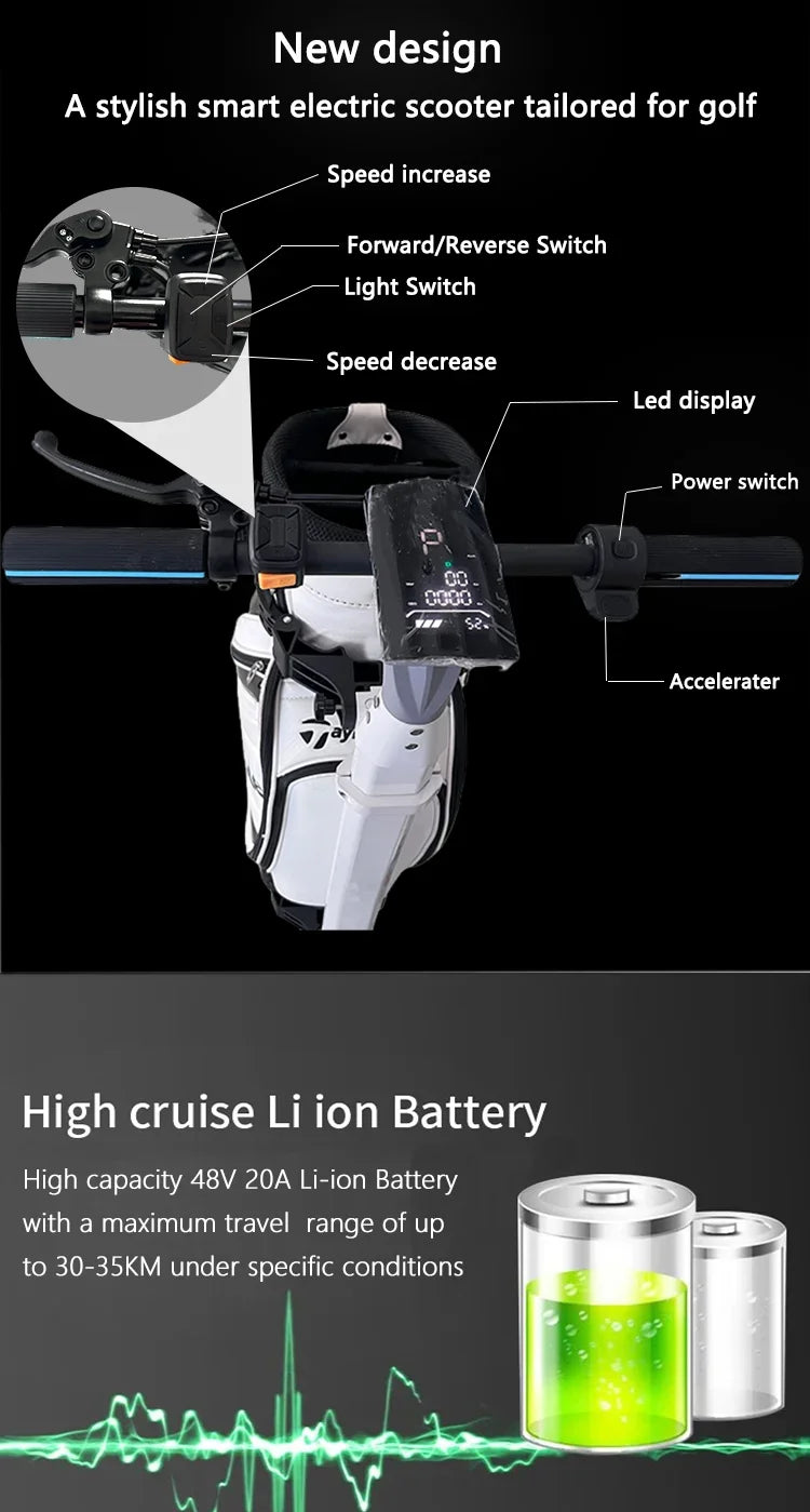 Factory Hot Selling Folding  4 Wheel Electric Golf Scooter with Bag Holder Cart Scooter Golf Carts Electric