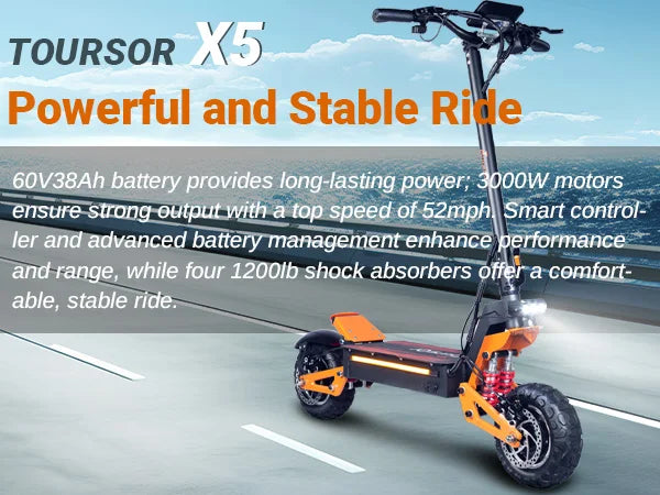 11-Inch Off-Road Tires Foldable Dual Suspension 6000W 60V Motor 38AH High Speed 85km/H IP55 Waterproof Electric Scooter for