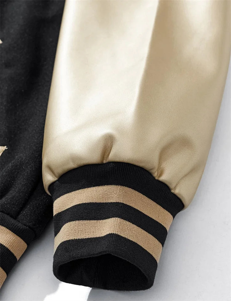B130 Premium Baseball Jackets For Man PU Raglan Sleeve Streetwear Autumn Quality Heavy Embroidery Harajuku Chamarras Para Hombre