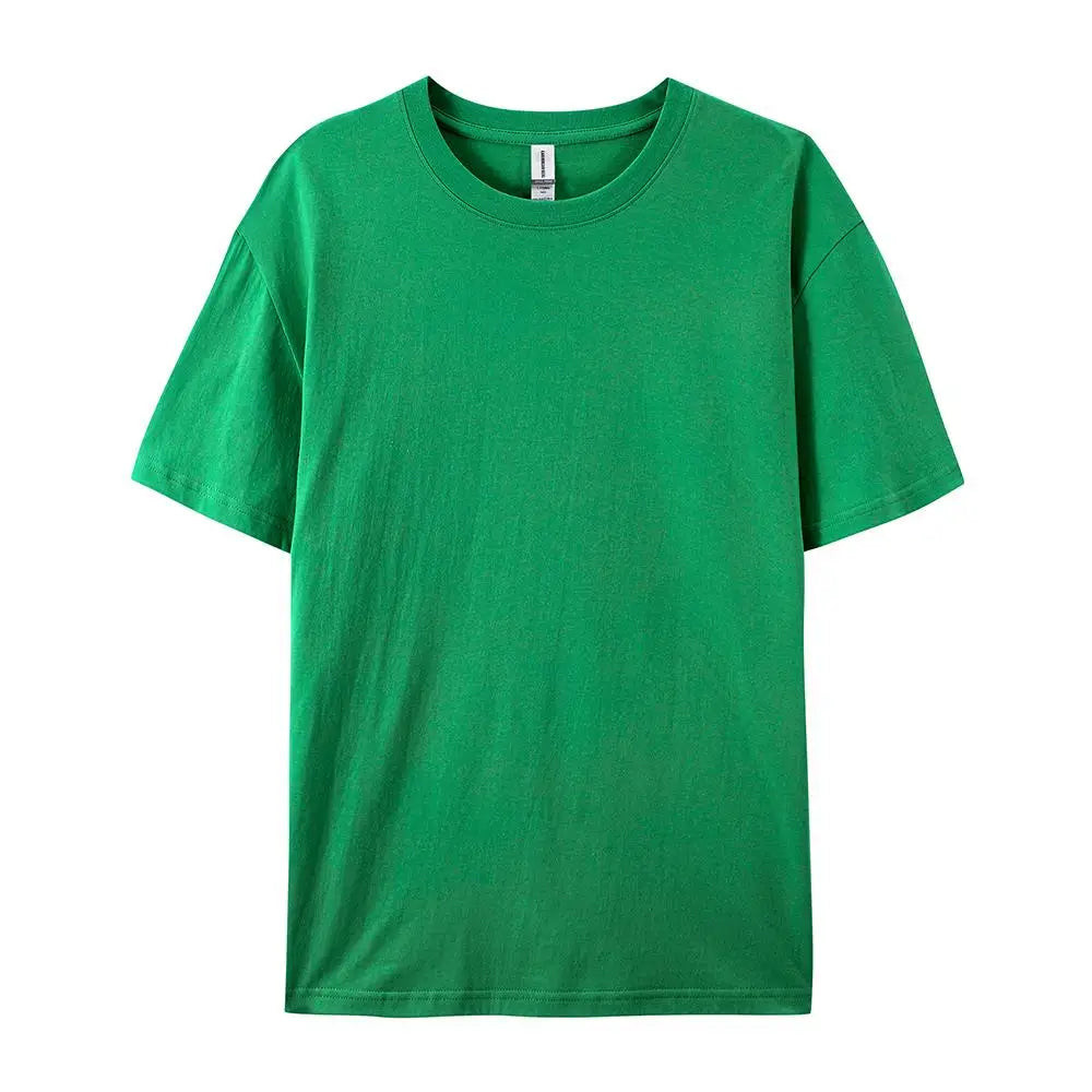 100% Cotton Solid Color T-Shirts Men Woman Short Sleeve Fashion Brand Trend Casual Soft Clothing Tees Breathable Summer Tops