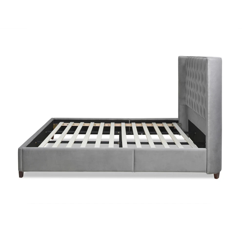 Manhattan Shelter King Platform Bed Frame - Opal Grey Velvet