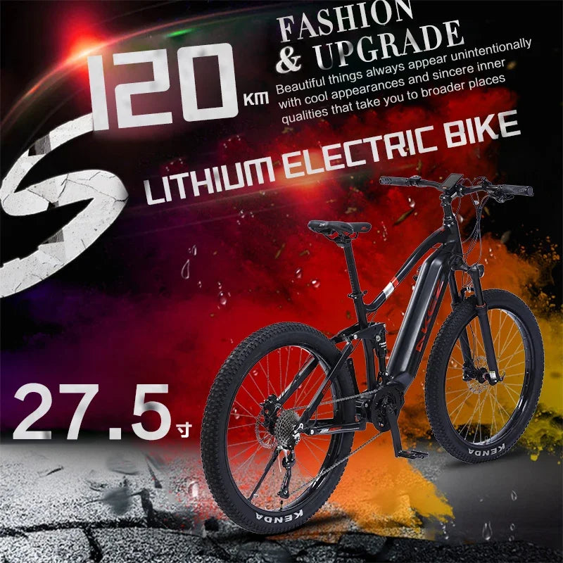 US Warehouse AKEZ 27.5" Electric Bike 48V 500W Bafang Motor, 13Ah Lithium Battery Powerful Adult E-Bike