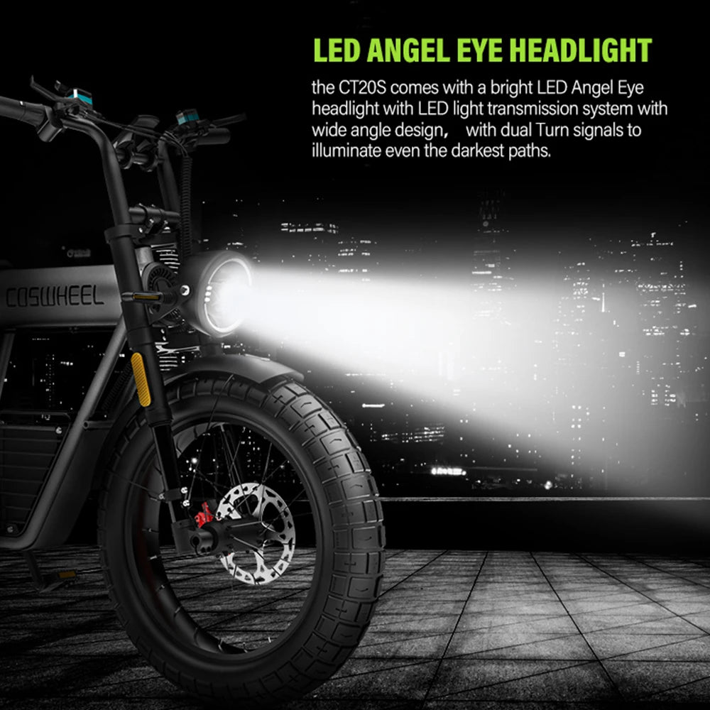 20-inch Wide Tires 2100W Motor 60V 27.5Ah Electric Bike with Removable Battery for Adult 2-wheel Electric Bicycle COSWHEEL CT20S