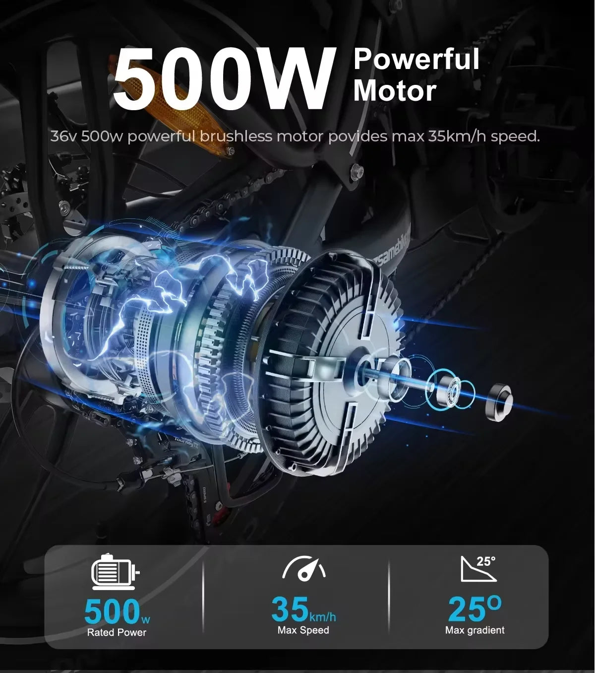 Folding E-bike 500W Brushless Motor 36V13AH Battery Electric Bike Alluminum Alloy All Terrain 20*4Inch Fat Tire Electric Bicycle