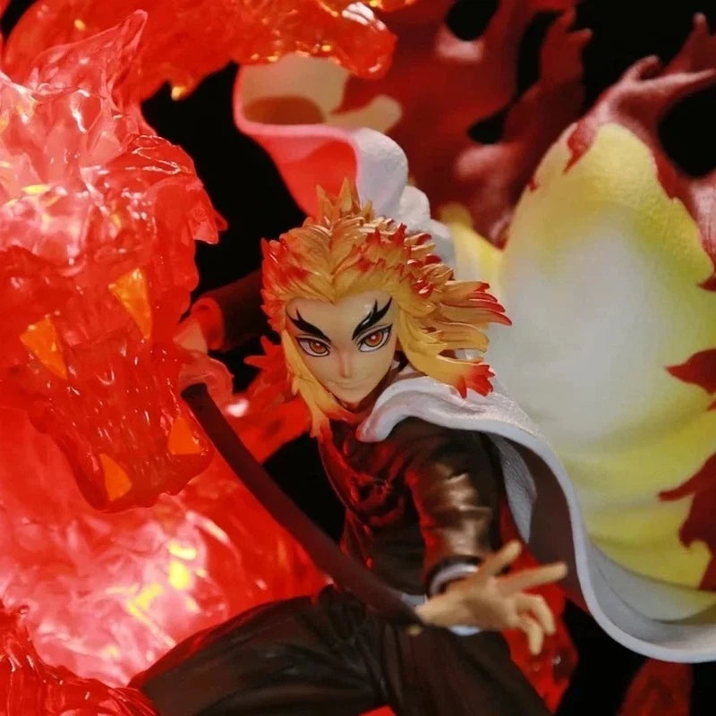 39cm Demon Slayer Rengoku Kyoujurou Action Figure Flame Breathing Light-Up Statue PVC Anime Character Collection Model Fan Gift