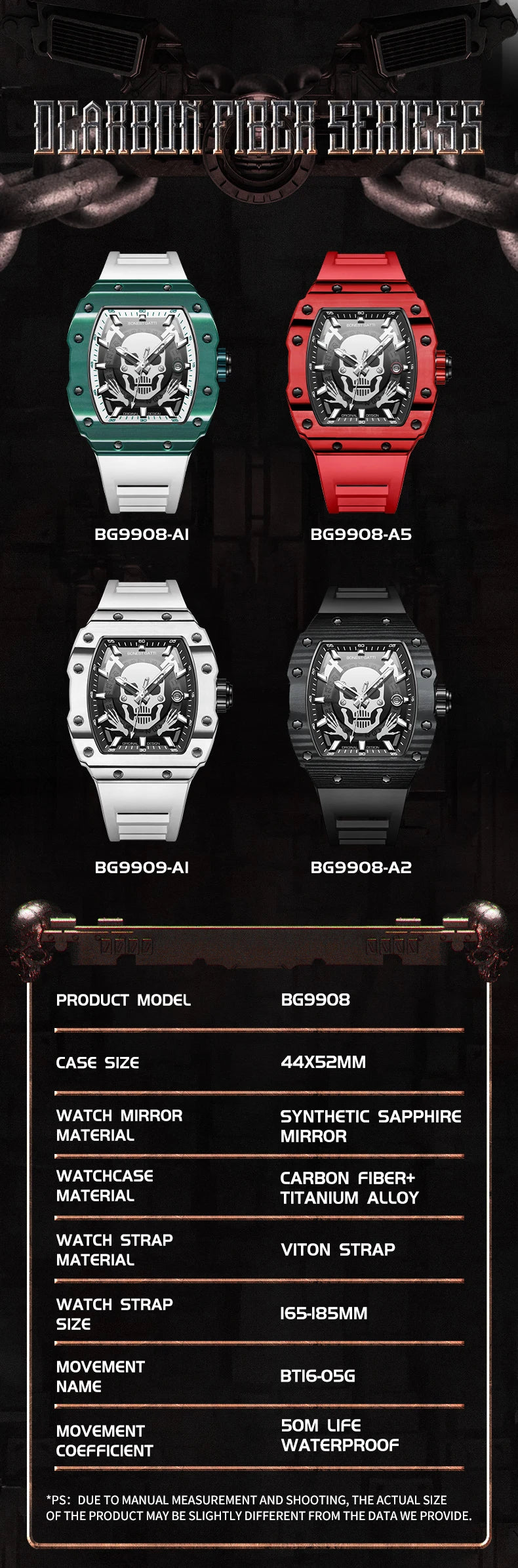 BONEST GATTI Watch for Men Man Automatic Watch Barrel Skeleton Carbon Fiber Men Skeleton Fashion Sports Style Man Watches