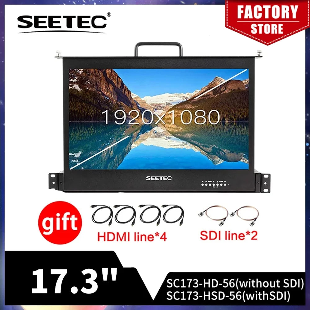 SEETEC SC173-9HD-56 17.3 Inch 1RU Pull Out Rack Mount Monitor Full HD1920x1080 for Broadcast Director Monitor