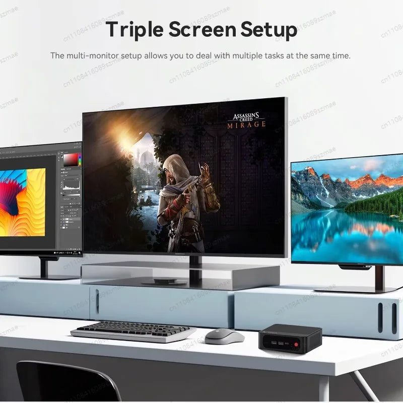Ryzen 7 7735HS Mini PC, SER5 Max with 24GB LPDDR5 & 1TB PCIe SSD, WiFi 6 BT5.2, Triple 4K Display via HDMI/DP/USB-C