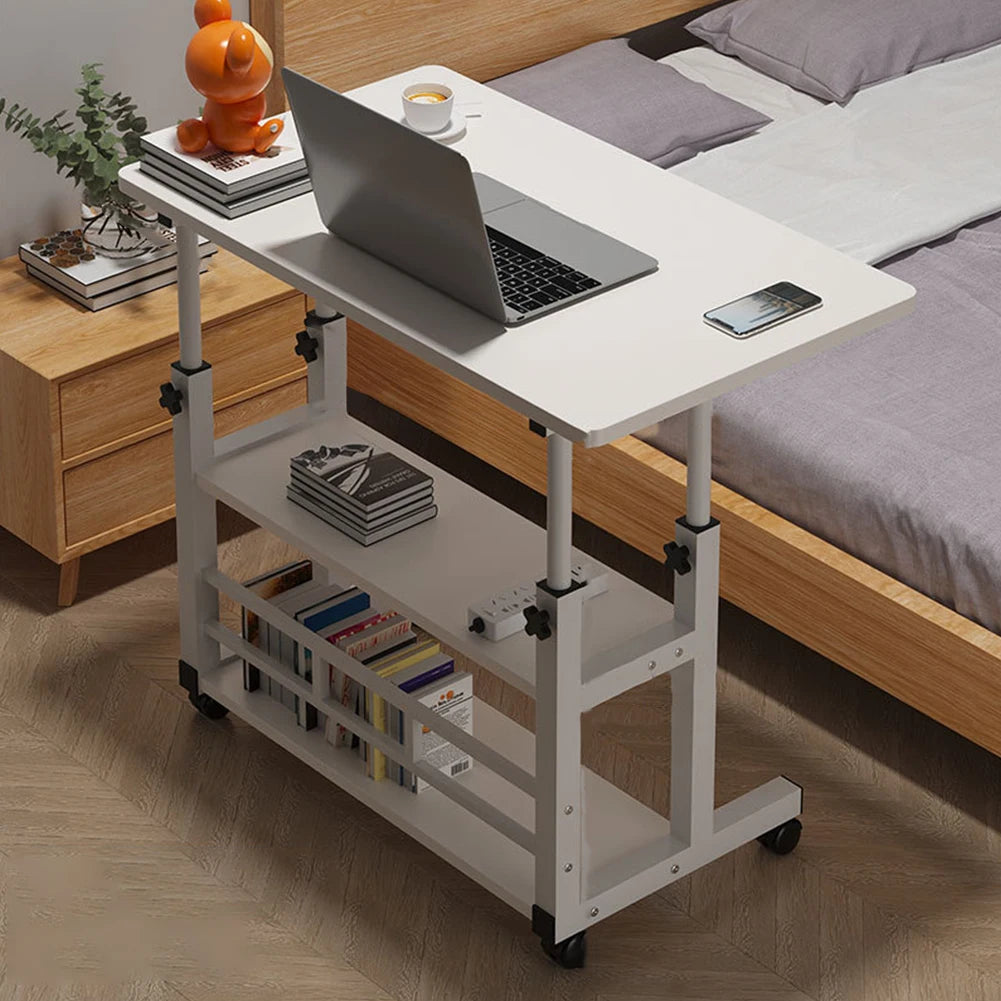 Multi-Layer Standing Desk Height Adjustable Wooden Computer Desk Workstation Work Table Bedside Table for Home Office