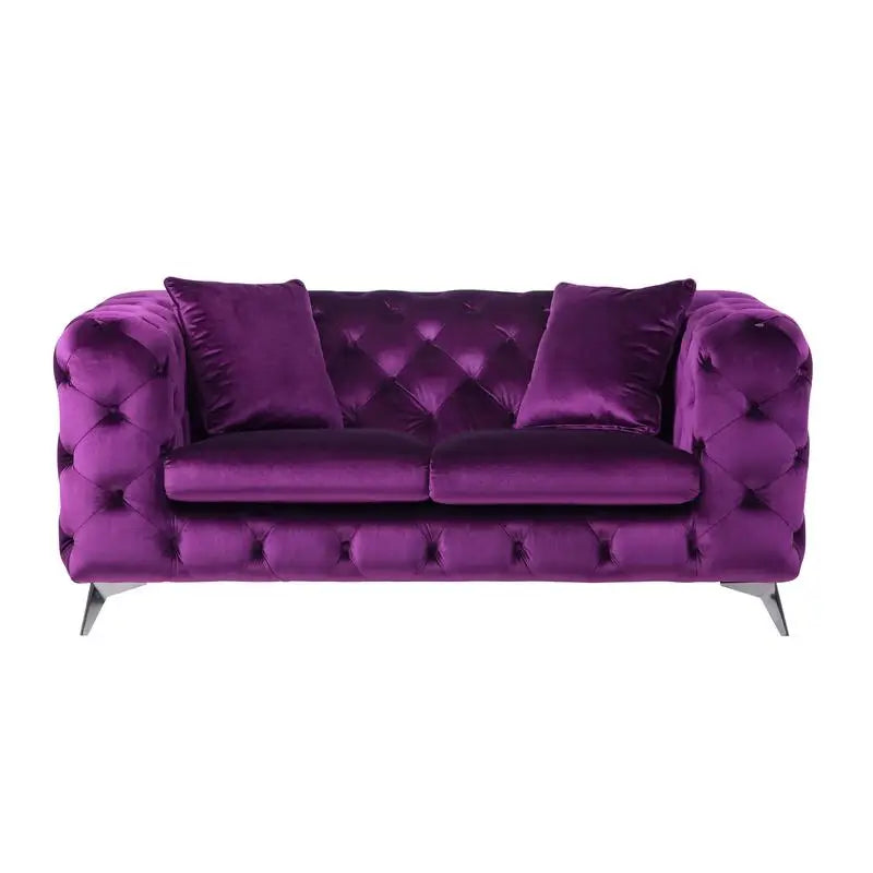 Purple Velvet Loveseat Sofa Chair, Elegant Two-Seater Couch for Living Room, Stylish Home Furniture, Cozy Seating Solution for