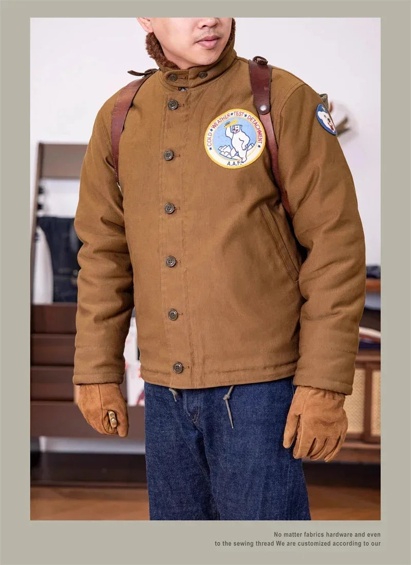 N-1 Red Tornado Naval Deck Jacket Jungle Cloth Shell Alpaca Lined Coat Men Vintage Workwear 2026ss design