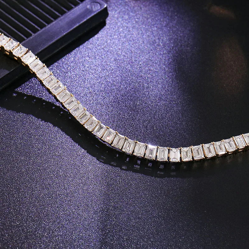 Provence Trendy vintage Tennis Bracelet Women Men 6.5In 14K Yellow Gold Emerald cut DEF/VS Lab Diamonds Luxury Bangles Custom