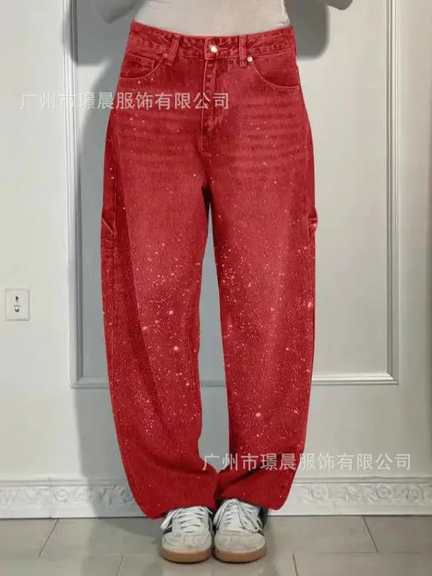2025 Spring New Simple Loose Straight Jeans Europe and America