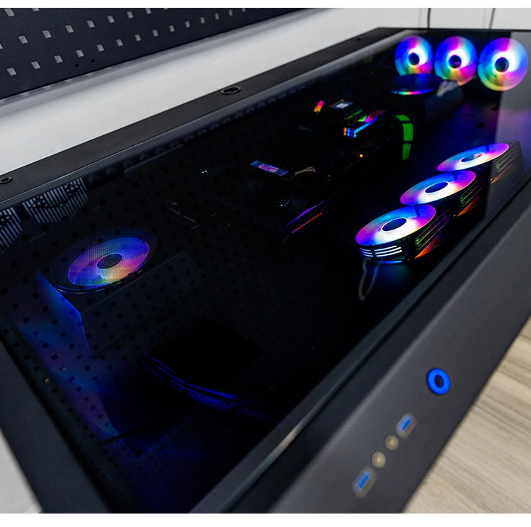 btooer Computer Case All-in-One Desk Cool Sci-fi Water Cooling Irregular Built-in Fully Transparent Large Case E-sports