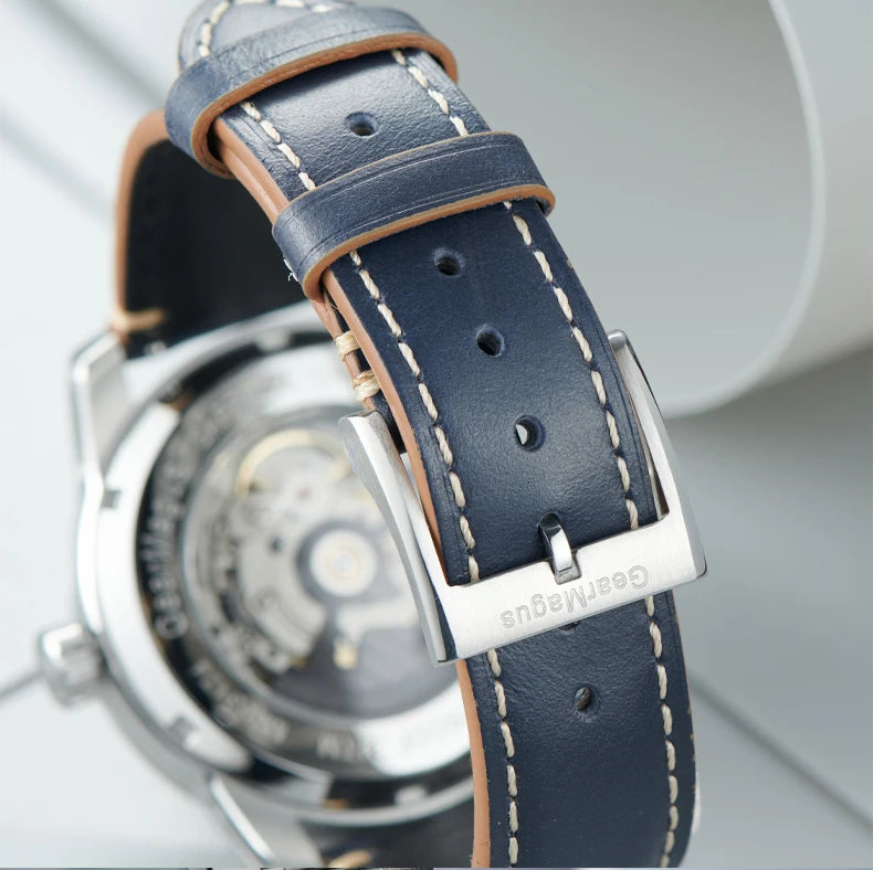 OBLVLO Men Automatic Watch 42MM Mechanical Wristwatch Luminous 50m Waterproof Sapphire Unique Concept Gear Dial SW200