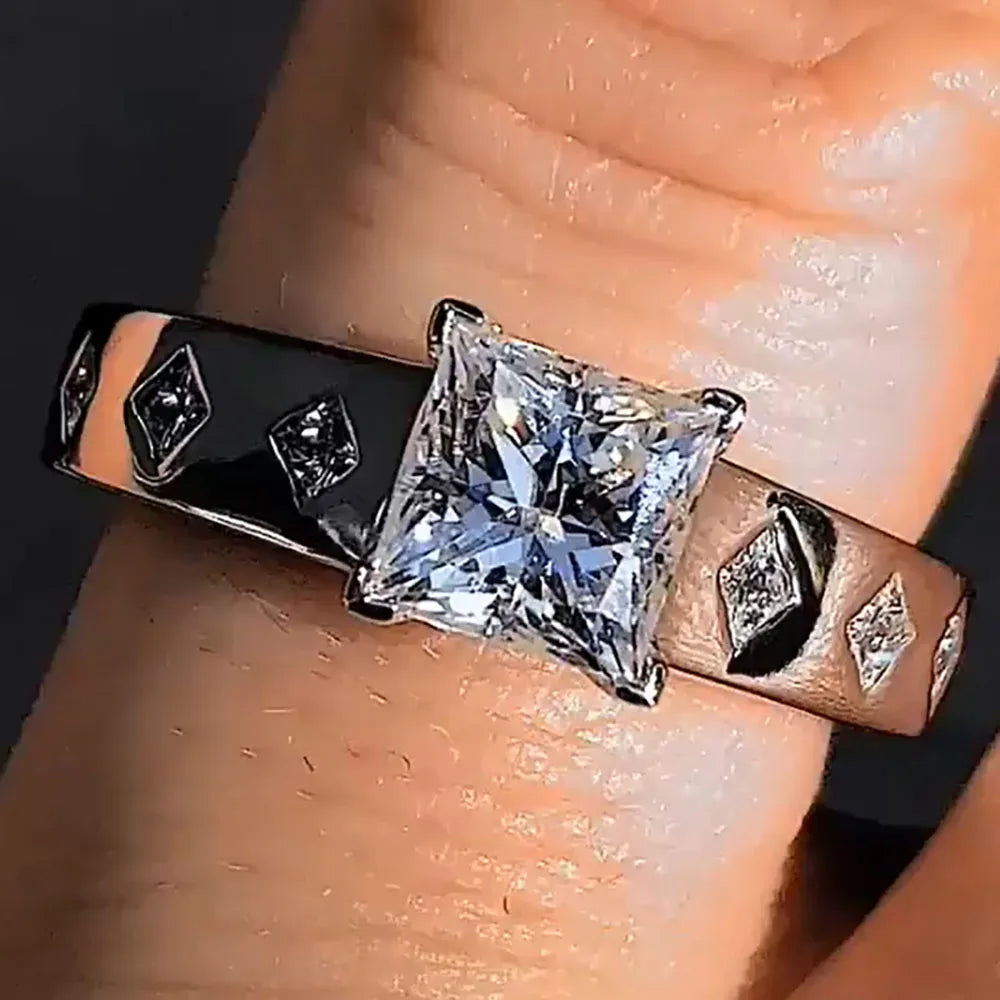 Custom Solid 18K White Gold Women Men Wedding Party Anniversary Engagement Ring 1 2 3 4 5 Ct Princess Moissanite Diamond Ring