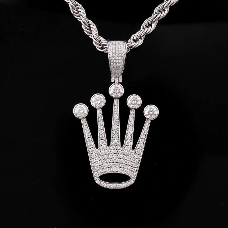 Provence custom hip hop jewelry 925 silver crown pendant iced out lab diamond pendant men women party birthday Anniversary gift
